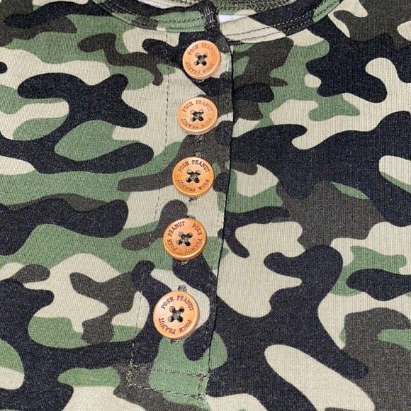 2T EUC Posh Peanut Cadet Camouflage Ruffle Butt Cap Sleeve Romper - Picture 8 of 10